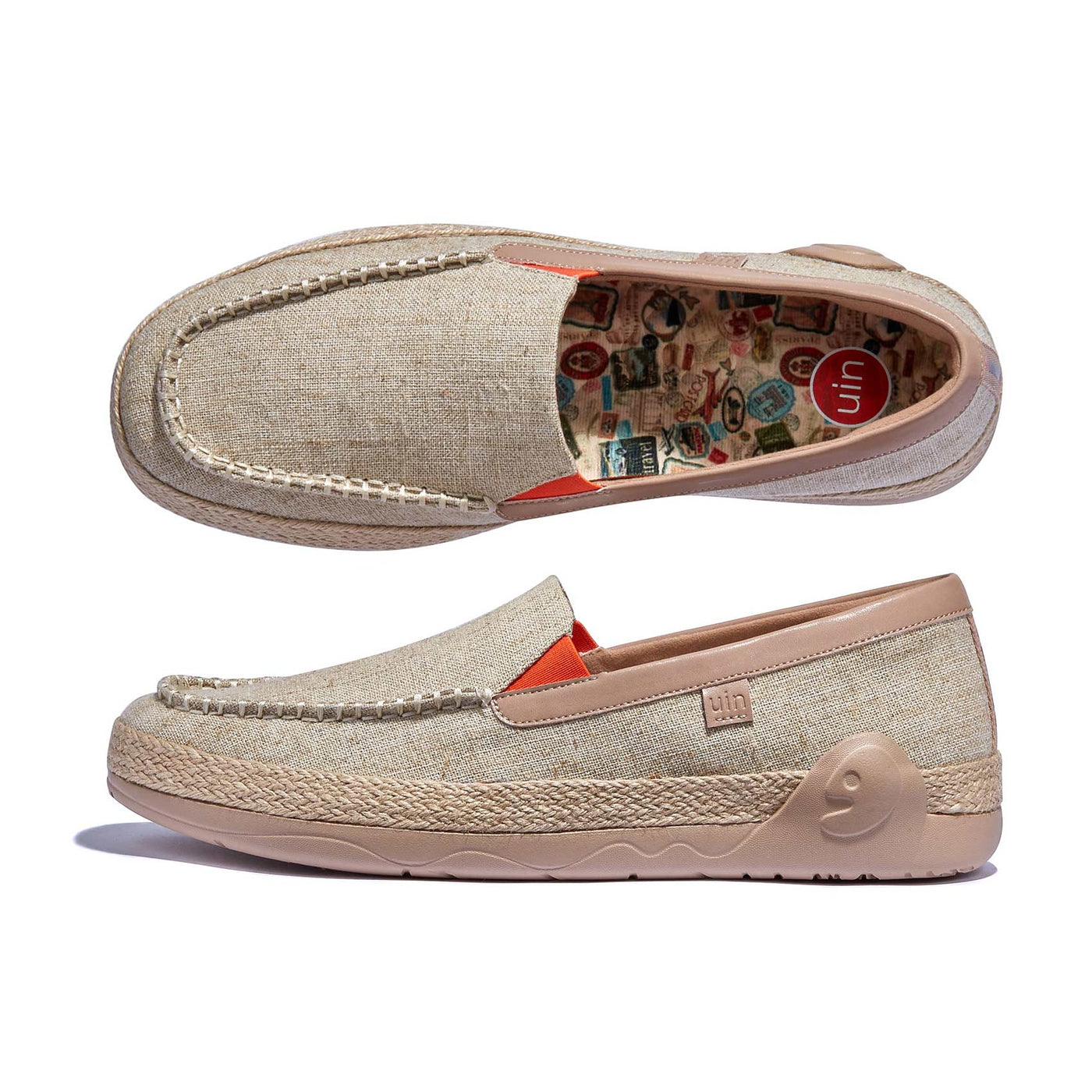 UIN Men Light Khaki Marbella V Men Canvas loafers