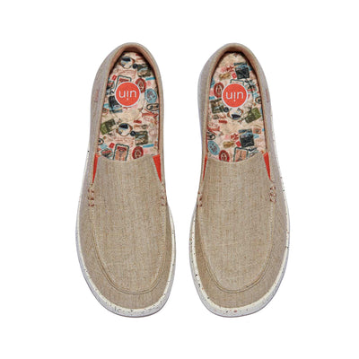 UIN Men Linen White Tarragona III Men Canvas loafers