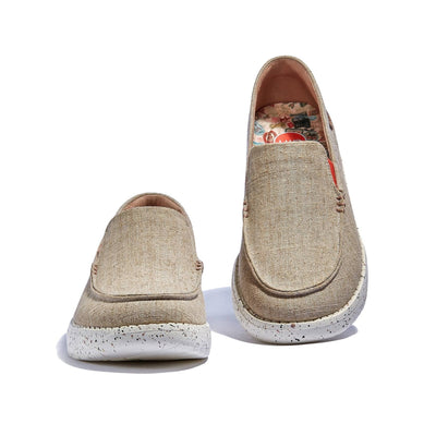 UIN Men Linen White Tarragona III Men Canvas loafers