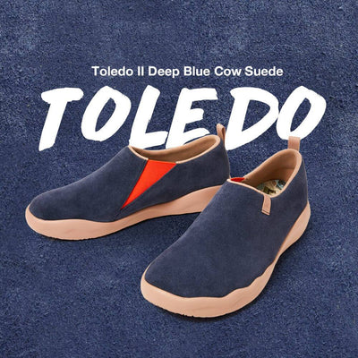 UIN Men (Pre-sale) Toledo II Deep Blue Cow Suede Men Canvas loafers