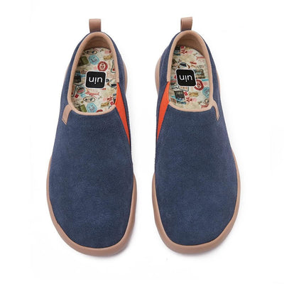 UIN Men (Pre-sale) Toledo II Deep Blue Cow Suede Men Canvas loafers