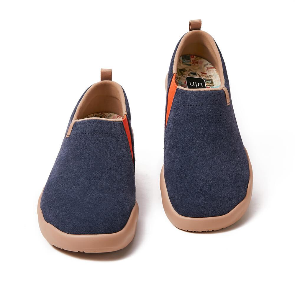 UIN Men (Pre-sale) Toledo II Deep Blue Cow Suede Men Canvas loafers