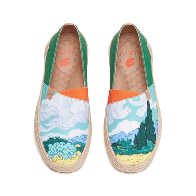 UIN Men Van Gogh Wheatfield with Cypresses Marbella I Men Canvas loafers