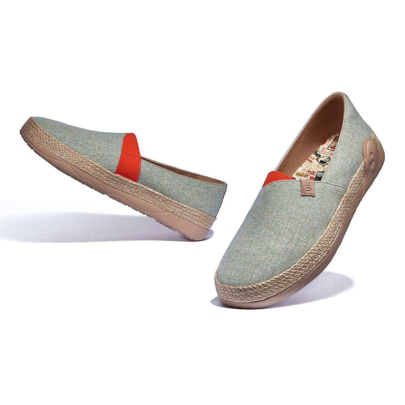 UIN Women Grey Green Marbella I Women Canvas loafers