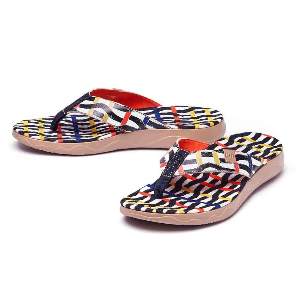 UIN Footwear Women Weaving Line Women Majorca Flip Flops Canvas loafers